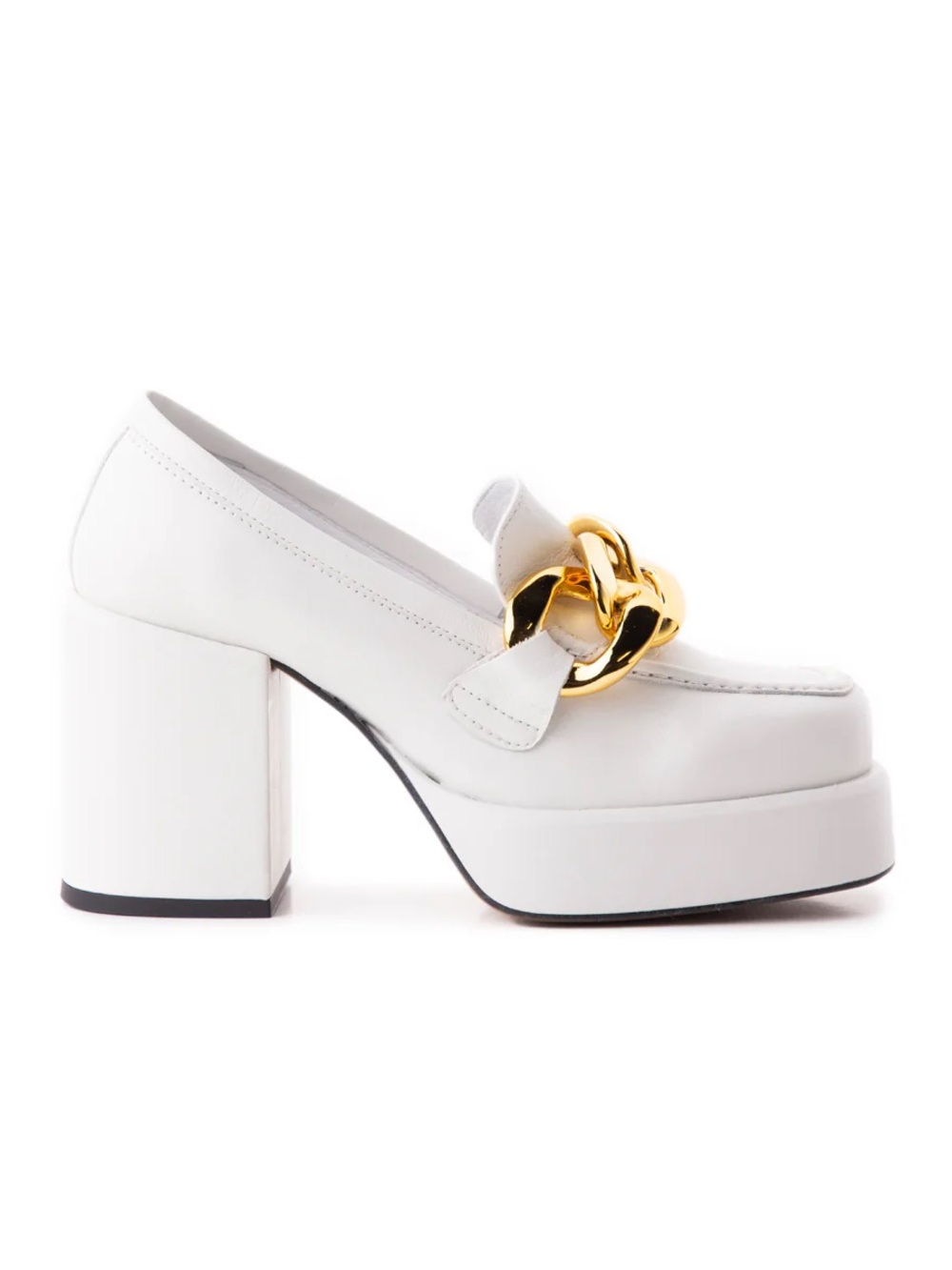 L’Intervalle Riga White Leather Platform Loafers